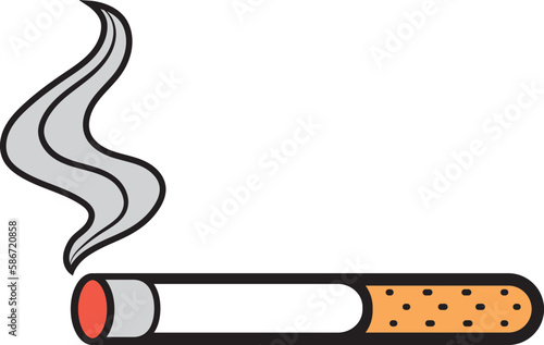 cigarette tobacco and smoke cute flat vector illustration.