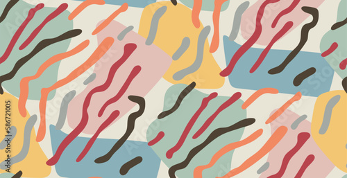 Colorful l strips with spots seamless pattern. Abstract animal skin vector illustration.