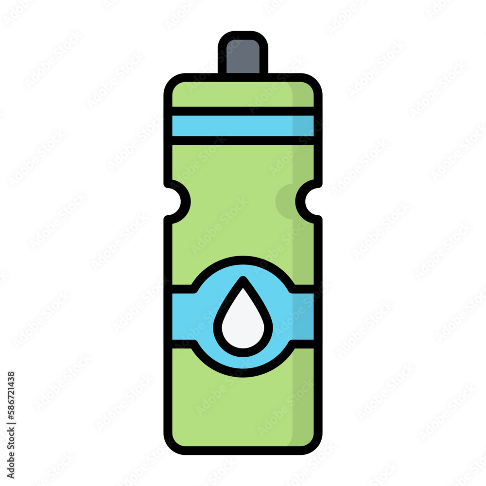 Water Bottle Line Color Icon Water Bottle Line Color Icon