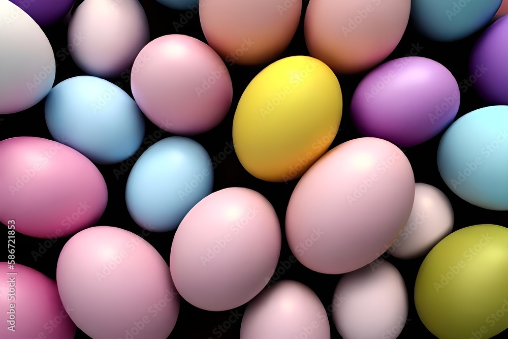 Multicolored Easter eggs. Religious holiday.
