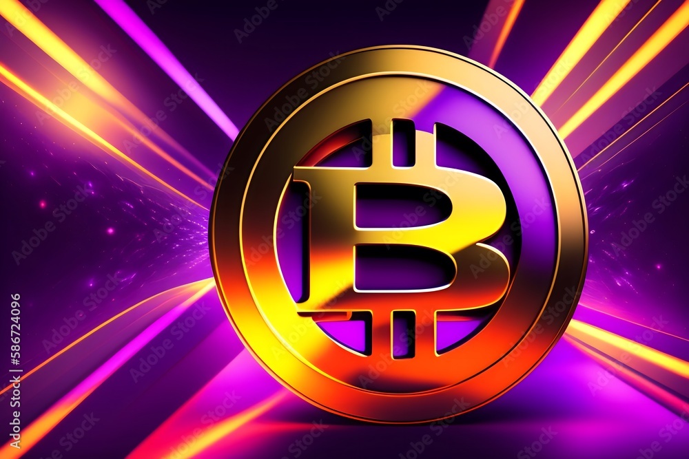 Abstract Bursting Bitcoin Symbol. Generative AI. Abstract Bursting Bitcoin Symbol. Generative AI.