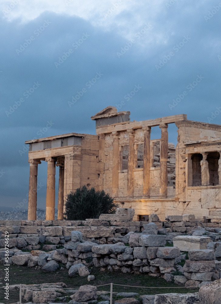 Scenic view of Parthenon temple on the Acropolis in Athens, Greece