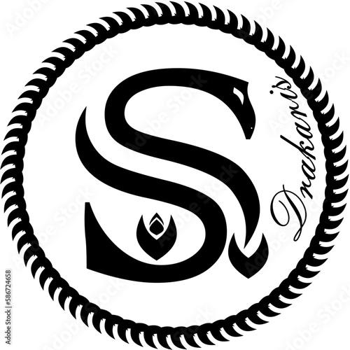 black and white symbol of dragon fire silhouette