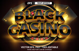 Editable black casino 3d vector eps text effect