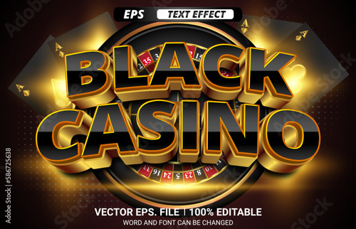 Editable black casino 3d vector eps text effect