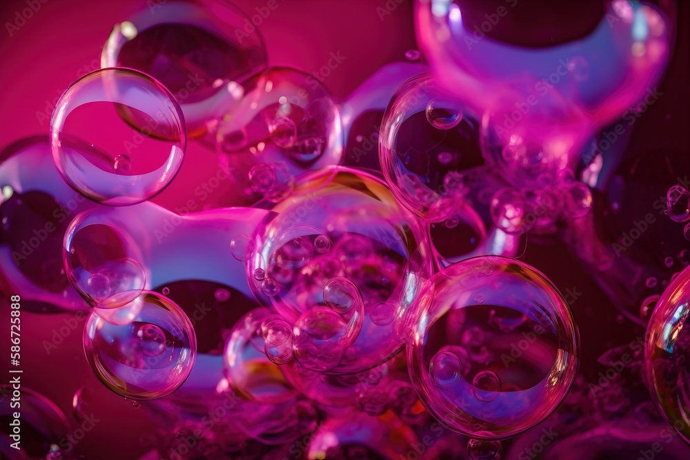 a bunch of bubbles floating in the air on a purple background with a black background and a red background with a black background and a pink background. generative ai a bunch of bubbles floating in the air on a purple background with a black background and a red background with a black background and a pink background. generative ai