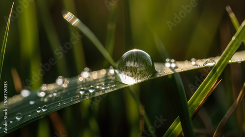 Dew drop on the grass, spring background