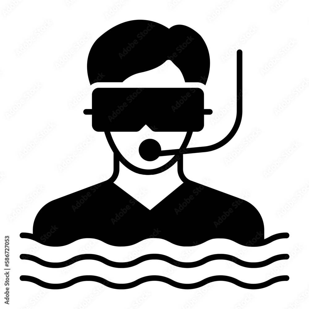 Obraz premium Snorkeling Glyph Icon