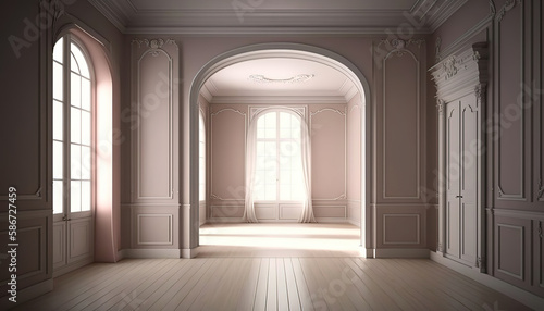 Beautiful Elegant empty pastel room  art illustration 