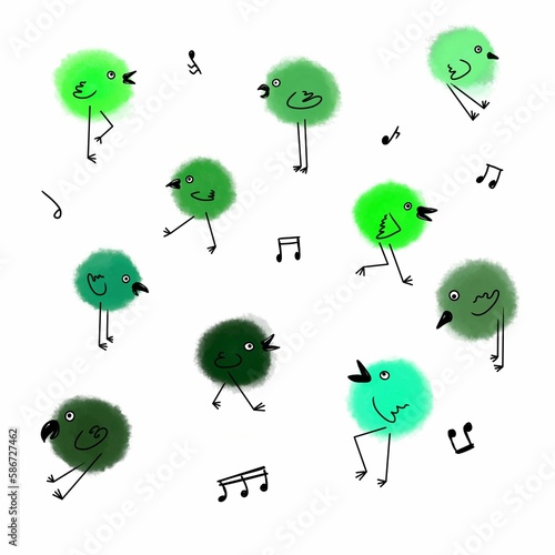 green chickens with notes