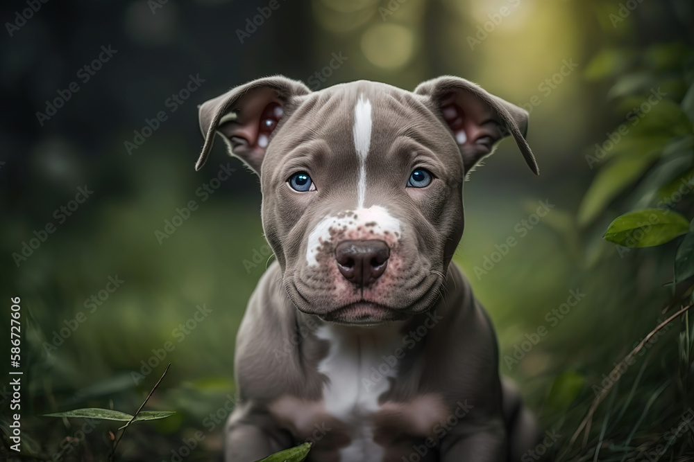 the cute pitbull puppy, generative ai illustration