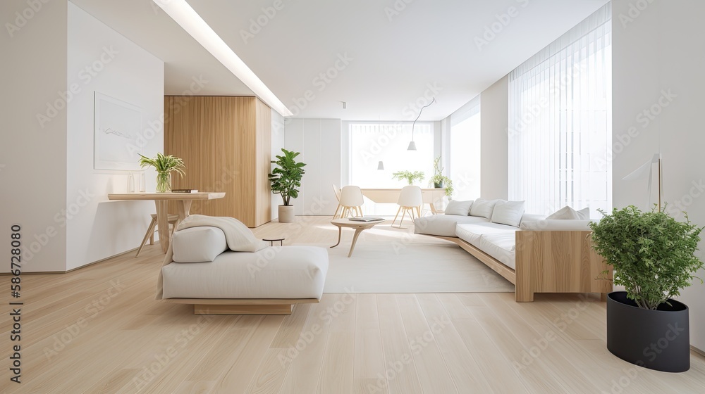 Light wooden living room for the homely feeling, interior. Generative AI Technology Light wooden living room for the homely feeling, interior. Generative AI Technology