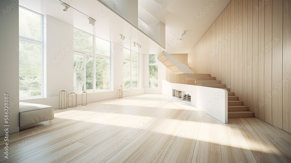 Light wooden living room for the homely feeling, interior. Generative AI Technology Light wooden living room for the homely feeling, interior. Generative AI Technology