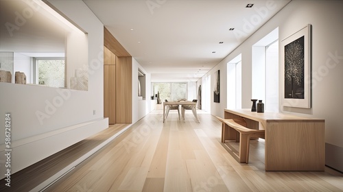 Light wooden living room for the homely feeling  interior. Generative AI Technology 