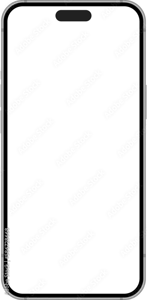 Realistic Smartphone Interface, High Quality Mobile Phone Front View, Empty Screen Mockup Realistic Smartphone Interface, High Quality Mobile Phone Front View, Empty Screen Mockup