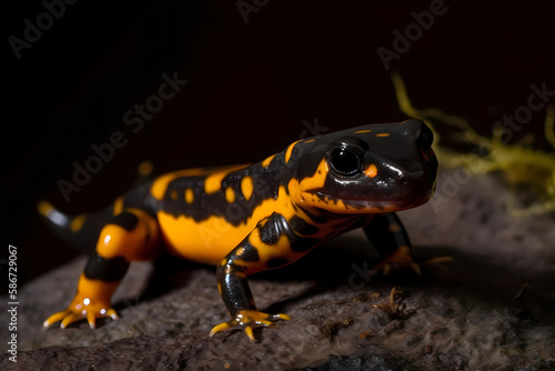 Salamander - Worldwide - A group of amphibian species known for their long, slender bodies and regenerative abilities (Generative AI)