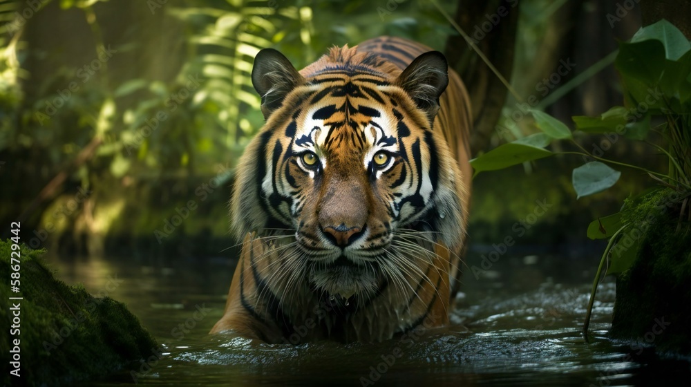 Naklejka premium Tigers and Nature