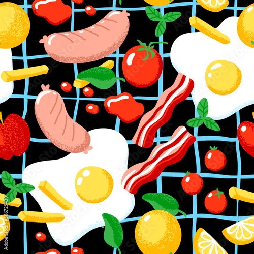 American breakfast with eggs