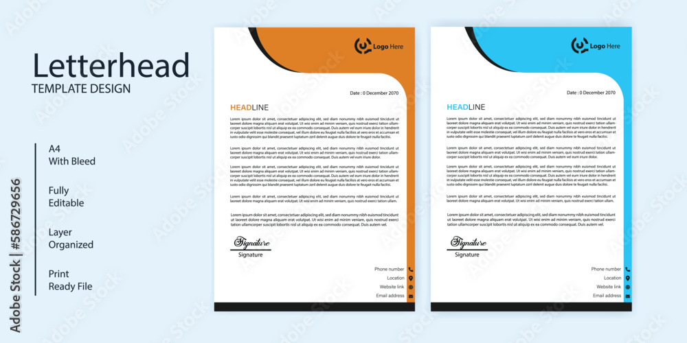  Letterhead template in Abstract style design