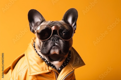 cute dog in fashion suit and sun glasses © Andreas
