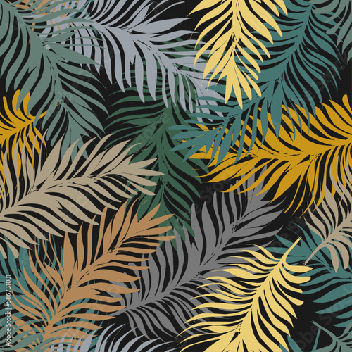 palm leaves vector seamless pattern
