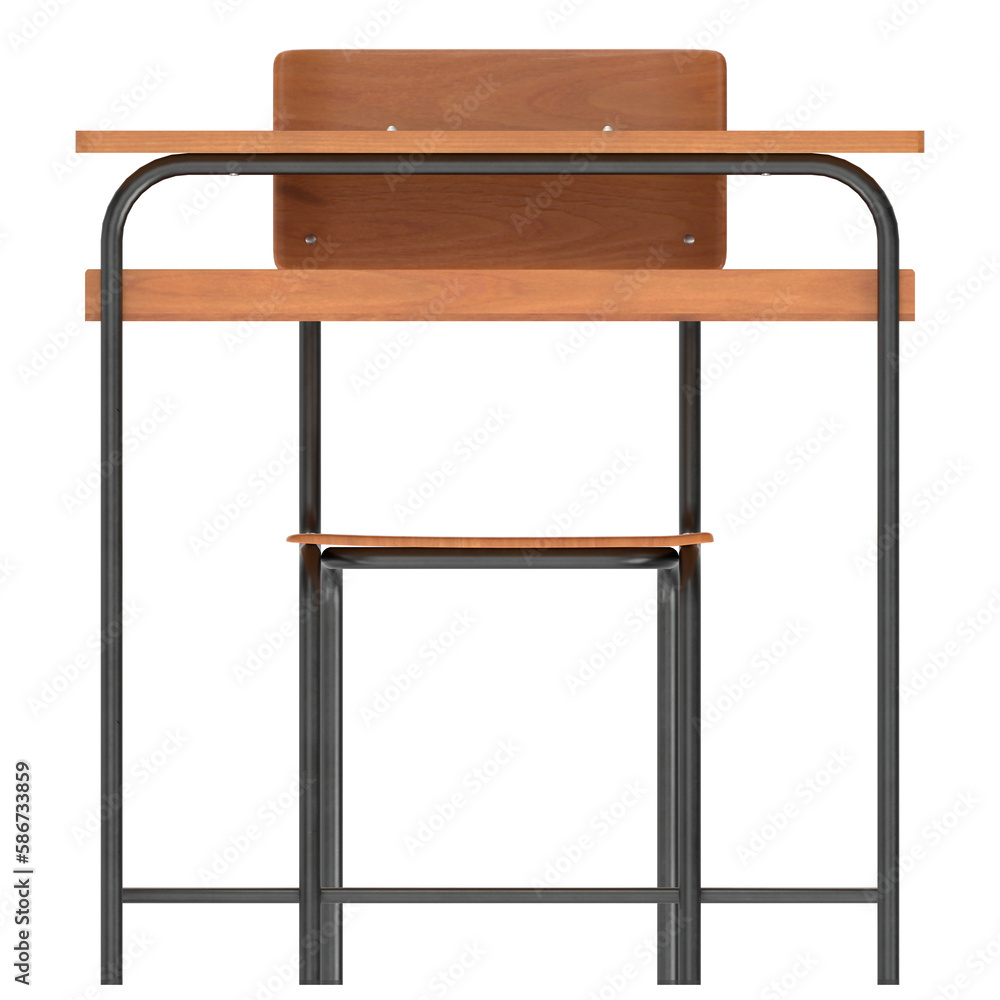 3D rendering illustration of a school desk and chair 3D rendering illustration of a school desk and chair