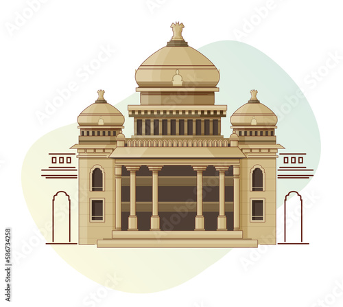 Bangalore City Icon - Vidhana Soudha Icon Illustration
