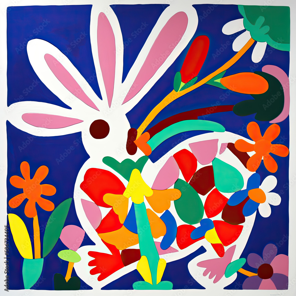 Artistic Easter Bunnies in Vibrant Colors – AI generated