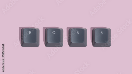 Boss - text on keyboard keycap. Pink background. photo