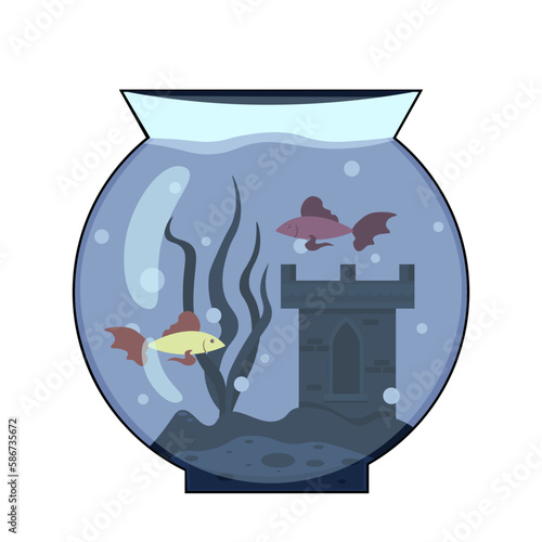 Round aquarium with fish