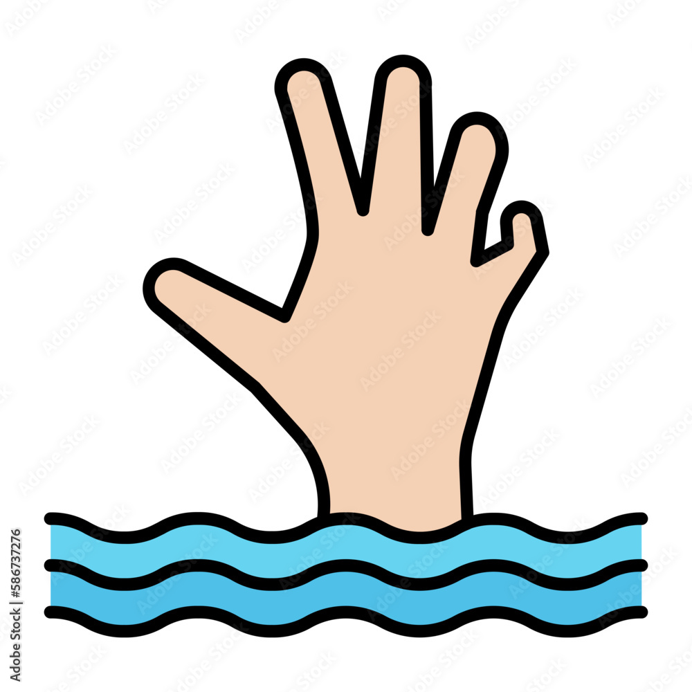 Obraz premium Drowning Line Color Icon