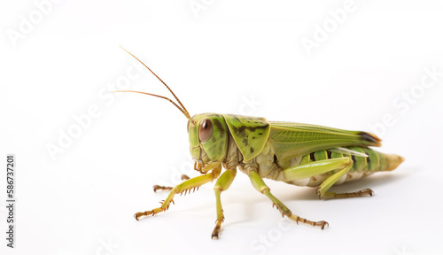 green grasshopper isolated on white Created using generative AI tools.