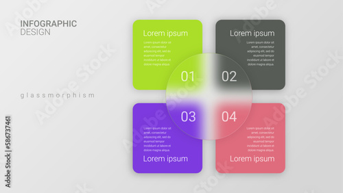 Colorful creative infographic for 4 options. Glassmorphism effect. © Helga