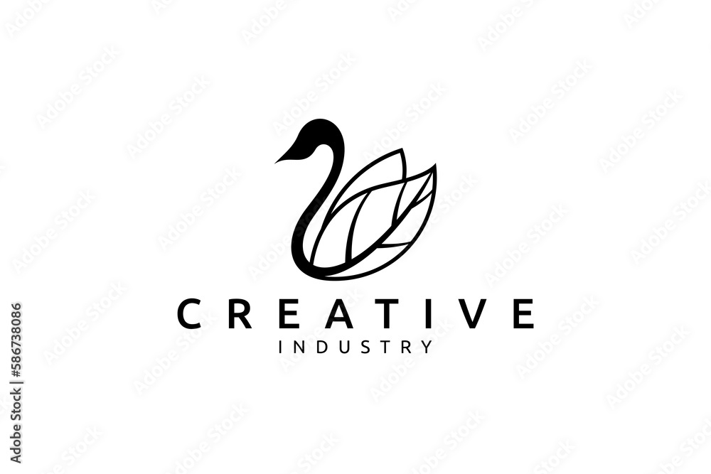 Creative logo concept of a swan with leaves. Creative logo concept of a swan with leaves.