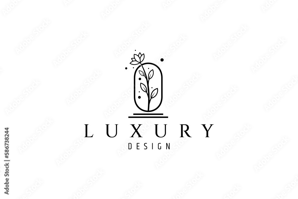 beautiful flower logo in simple line art bohemian design style beautiful flower logo in simple line art bohemian design style