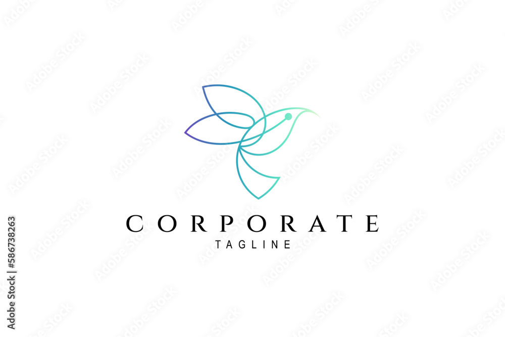 simple bird logo with continuous line style
