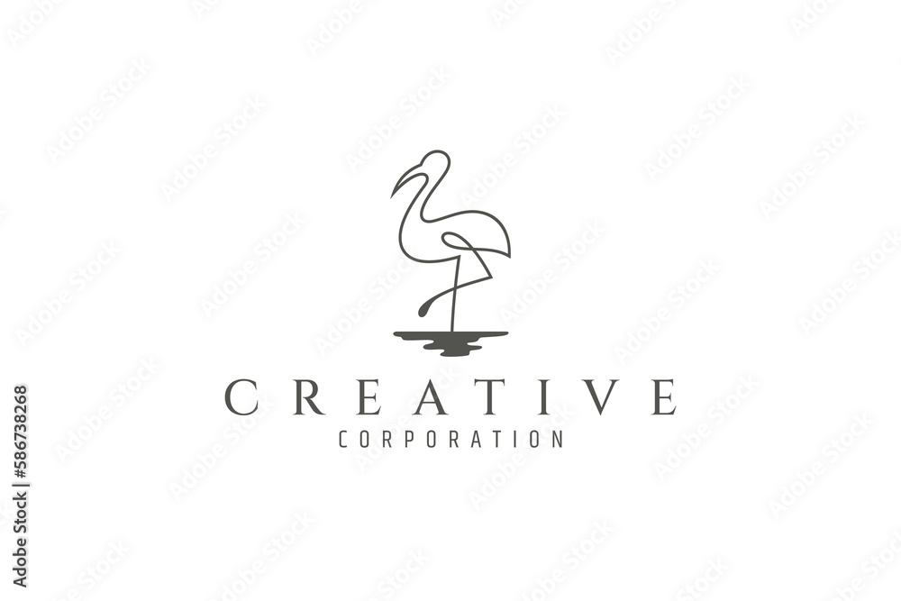 stork logo with simple line design style