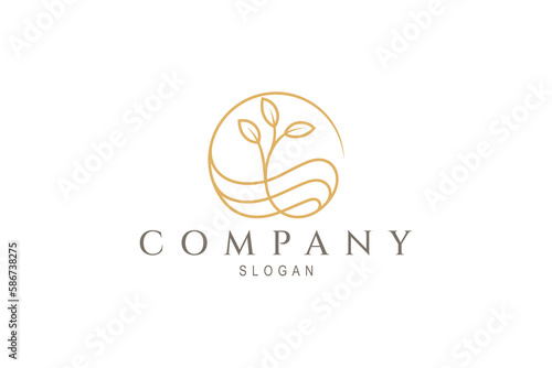 Luxury floral logo, suitable for cosmetic, spa, beauty salon, decorative ornament, jewelry, hotel, flower shop, wedding and boutique logo vector.