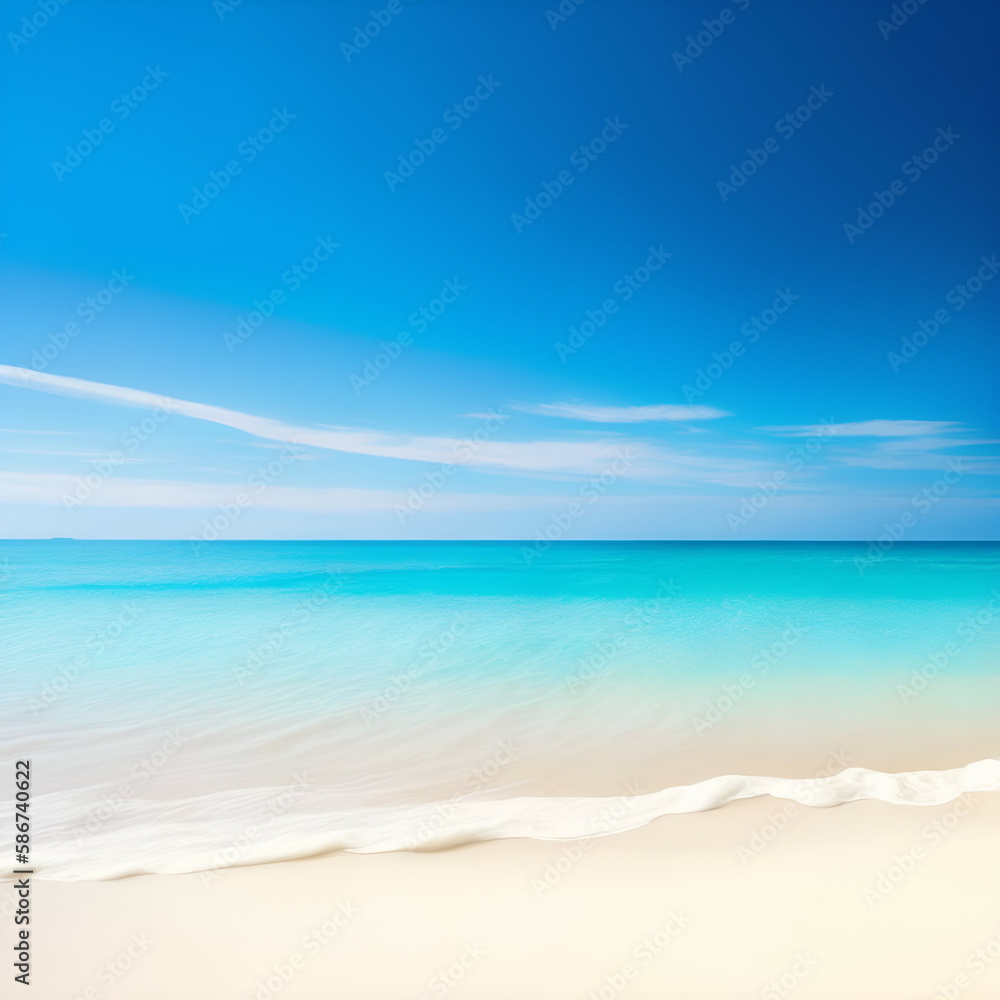 beach with sky - Ocean landscape - Ocean calm waves background for design - Generative AI