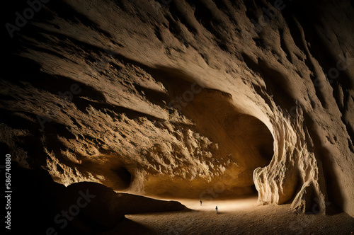 a man is standing in the middle of a cave