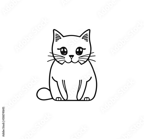 Fototapeta Naklejka Na Ścianę i Meble -   A pretty cat sitting vector line art work