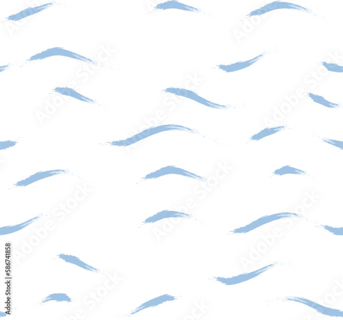 Seamless Wave Stripe Pattern, Water vector background. rain drops brush stroke, curly paint lines, watercolor illustration