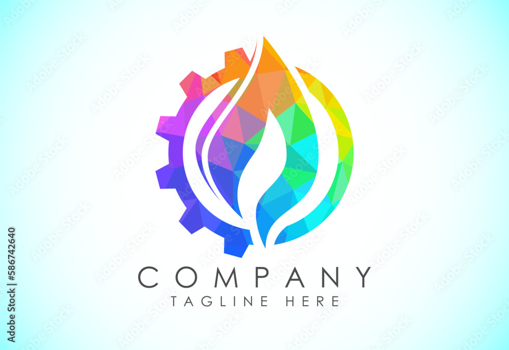 Polygonal fire flame logo icon. Low poly style oil and gas industry logo design concept. Polygonal fire flame logo icon. Low poly style oil and gas industry logo design concept.