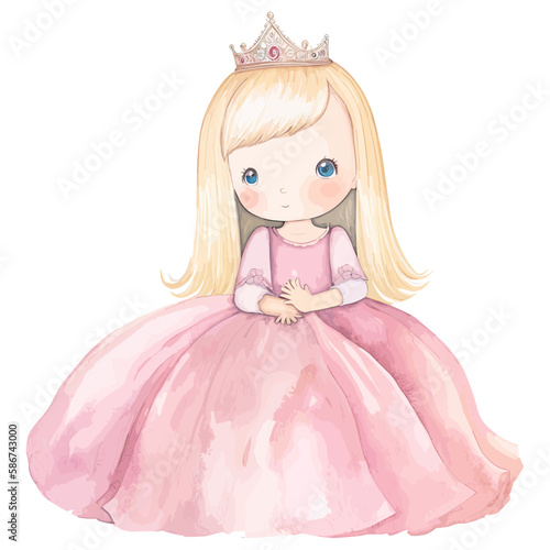 Watercolor cute princess illustration