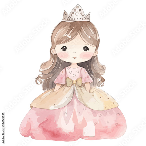 Watercolor cute princess illustration