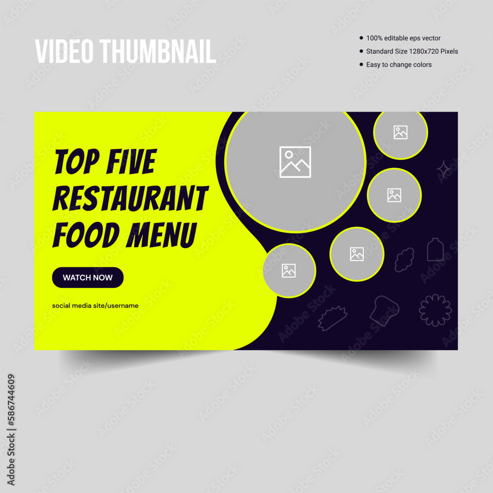 Restaurant food recidpe tips cover banner, video thumbnail banner template, vector eps 10 file format Restaurant food recidpe tips cover banner, video thumbnail banner template, vector eps 10 file format
