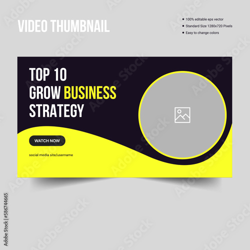 Business grow cover banner template design, video thumbnail banner template, editable vector eps 10 file format