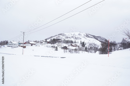 snowy landscape view in tromso fjords, norway © murattellioglu