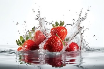 Crédence de cuisine  Splashing Strawberry into Water Generative AI  © ChaoticMind