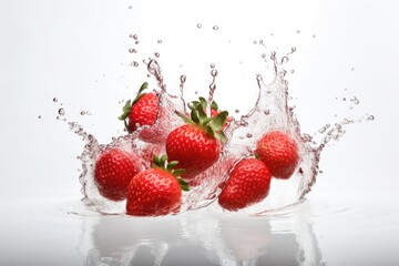 Crédence de cuisine  Splashing Strawberry into Water Generative AI  © ChaoticMind
